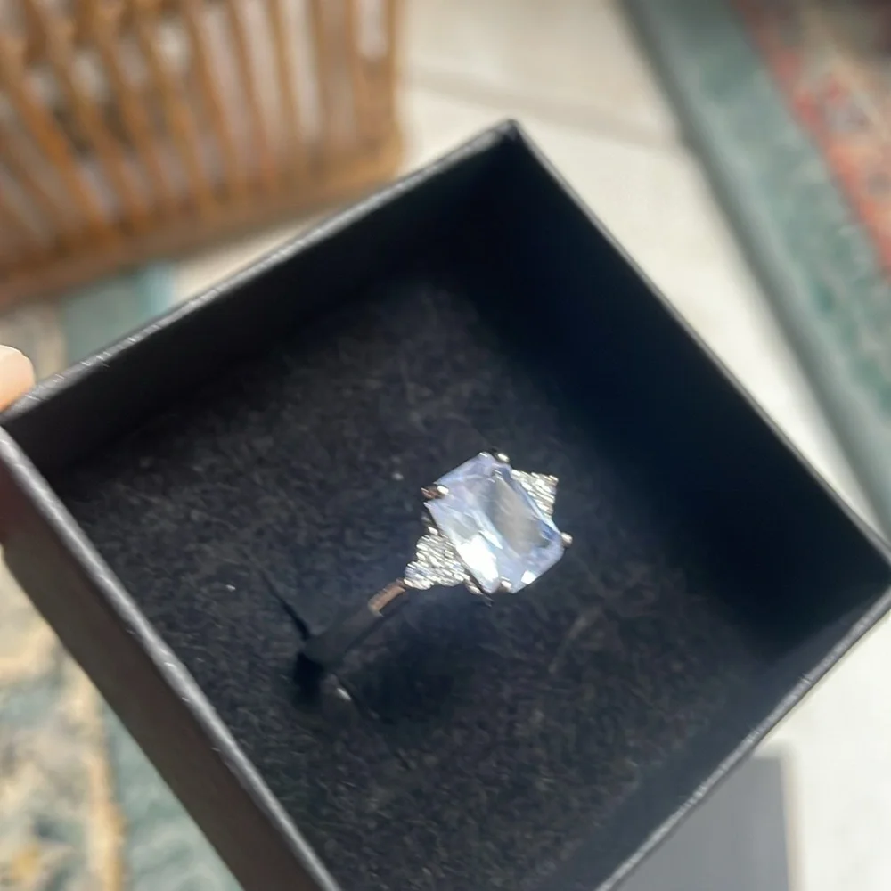 Sterling silver square cut topaz Elegant Silver Gemstone Ring